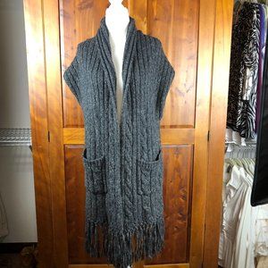 ❤️CABI COZY CHUNKY LONGLINE KNIT FRINGE OVERSIZED SWEATER VEST Timeless Cozy